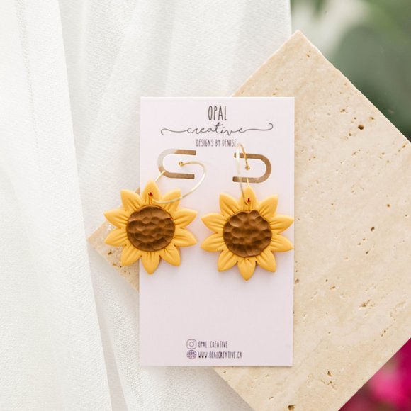 Sunflower Polymer Clay Earrings - Picture 2 of 4